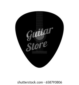 Guitar Pick in flat style, Music store logo