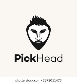 Guitar pick head logo design