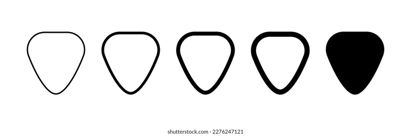 Guitar pick icon set. Line, black, a kind of guitar picks. Vector icons.