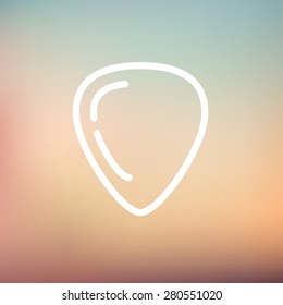Guitar pick icon thin line for web and mobile, modern minimalistic flat design. Vector white icon on gradient mesh background.