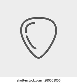 Guitar pick icon thin line for web and mobile, modern minimalistic flat design. Vector dark grey icon on light grey background.