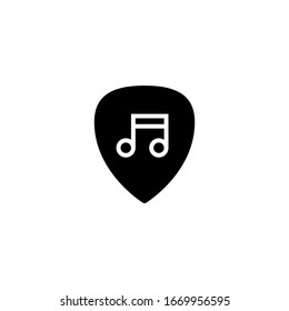 Guitar pick icon vector in black solid flat design icon isolated on white background