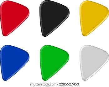 Guitar pick isolated vector illustrations set.