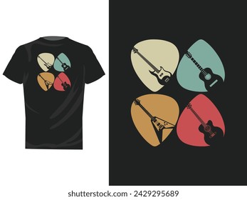 Guitar pick mediator design with plectrum shape t shirt design