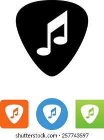 Guitar pick with a musical note icon