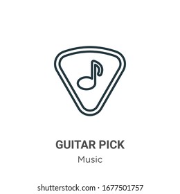 Guitar pick outline vector icon. Thin line black guitar pick icon, flat vector simple element illustration from editable music concept isolated stroke on white background