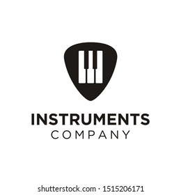 Guitar Pick and Piano for music instrument logo