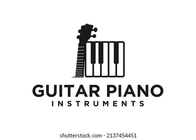 Gitarre Pick und Piano für das Logo für Musikinstrumente