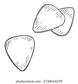 Guitar pick plectrum vector line art hand drawn illustration