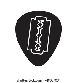 Guitar pick and razor blade  icon vector