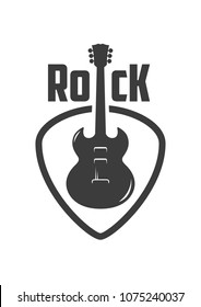 Guitar Pick. Rock Emblem. Retro Badge, Logo