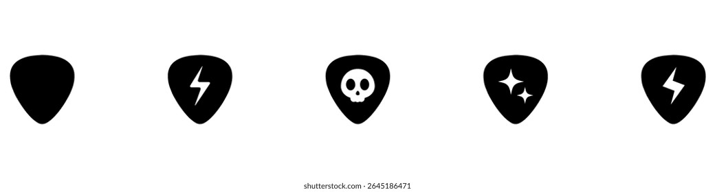 Guitar pick shape icon. Plectrum sign. Tringle plastic guitar pick symbol. Music mediator icon. Design element. Vector illustration. EPS 10