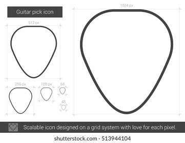 Guitar pick vector line icon isolated on white background. Guitar pick line icon for infographic, website or app. Scalable icon designed on a grid system.