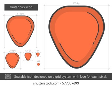 Guitar pick vector line icon isolated on white background. Guitar pick line icon for infographic, website or app. Scalable icon designed on a grid system.