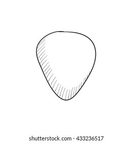 Guitar pick vector sketch icon isolated on background. Hand drawn Guitar pick icon. Guitar pick sketch icon for infographic, website or app.