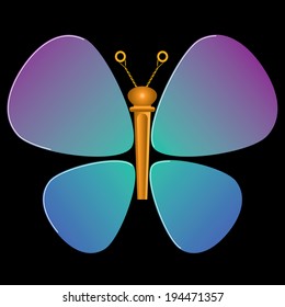 Guitar Picks and String Peg Butterfly Graphic for Print or Web