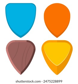 Guitar picks vector cartoon set isolated on a white background.