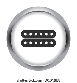 Guitar pickup humbucker simple icon  on round background