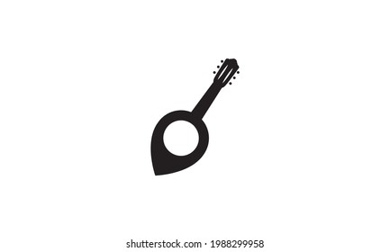 guitar with pin map location logo symbol vector icon illustration graphic design