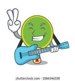 With guitar ping pong racket mascot cartoon