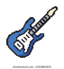 guitar pixel art, vector illustration on isolated background.