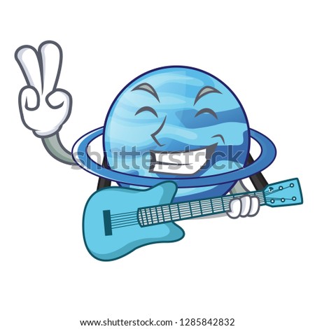 With guitar planet uranus in the cartoon form