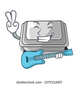 With guitar plastic box in the cartoon table