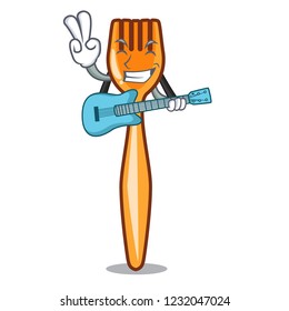 With guitar plastic fork on use for mascot