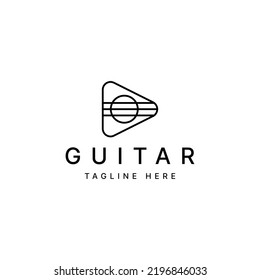 guitar with play button vector logo design