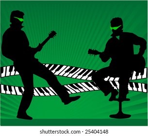 Guitar player - green illustration
