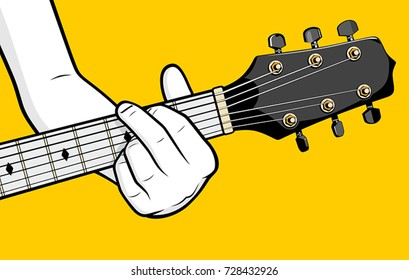 Guitar Player Hand Playing G Chord