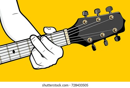 Guitar Player Hand Playing G Chord