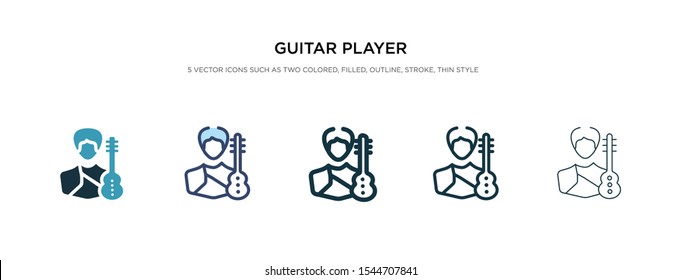 guitar player icon in different style vector illustration. two colored and black guitar player vector icons designed in filled, outline, line and stroke style can be used for web, mobile, ui
