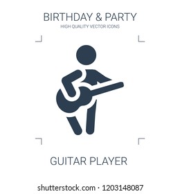 guitar player icon. high quality filled guitar player icon on white background. from birthday party collection flat trendy vector guitar player symbol. use for web and mobile