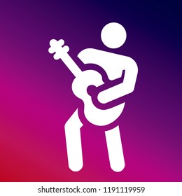 Guitar player icon vector illustrator creative design purple and pink gradient background