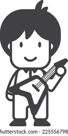 guitar player illustration in minimal style isolated on background