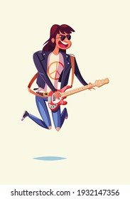 Guitar player isolated on white background