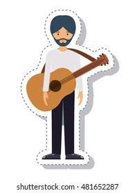 guitar player man and cartoon icon. profession worker and occupation theme. Isolated design. Vector illustration