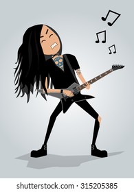 Guitar player. Metal. Editable vector illustration.