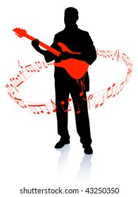 Guitar player Original Vector Illustration  Music Player Ideal for Live Music Concept