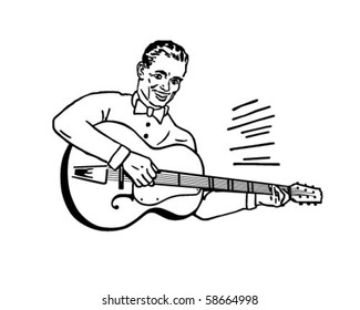 Guitar Player - Retro Clip Art