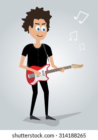 Guitar player. Rock/Punk/Alternative/Emo. Editable vector illustration.