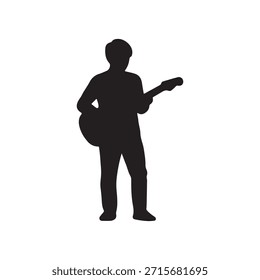 Guitarra Player silhueta ícone vetor plano design