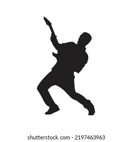 guitar player silhouette with style, vector silhouette. eps4