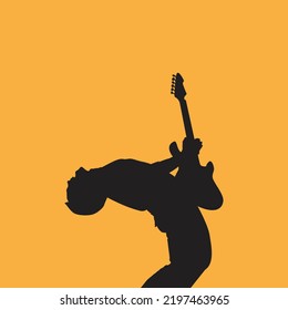 guitar player silhouette with style, vector silhouette. eps3