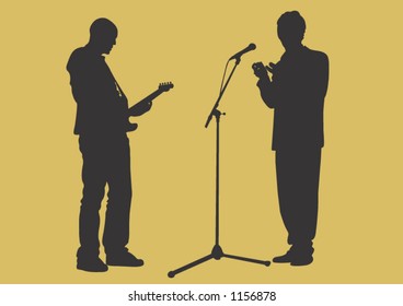 A guitar player and a singer