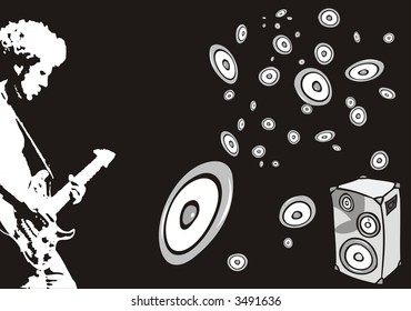 guitar player with speakers in vector