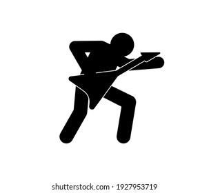 Guitar player vector icon.  Editable stroke. Symbol in Line Art Style for Design, Presentation, Website or Apps Elements, Logo. Pixel vector graphics - Vector