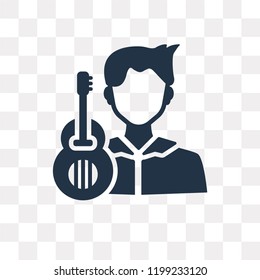 Guitar player vector icon isolated on transparent background, Guitar player transparency concept can be used web and mobile