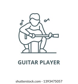 Guitar player vector line icon, linear concept, outline sign, symbol